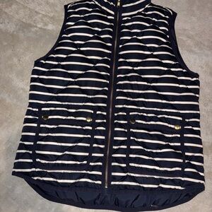 J. Crew Navy and White Striped Quilted Vest